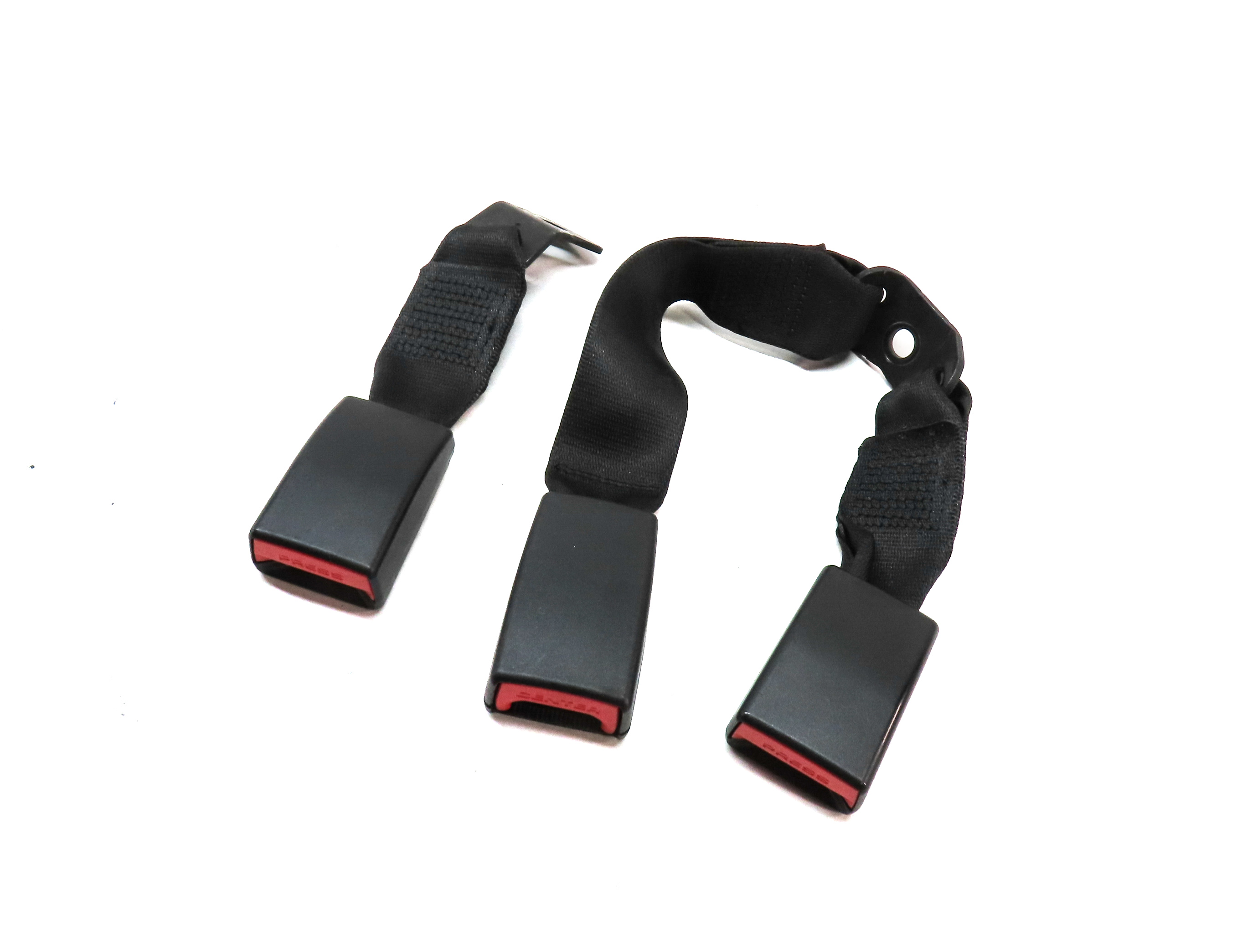 13 BMW X1 E84 REAR LEFT/CENTER/RIGHT SEAT SEATBELT BUCKLE RECEIVER SET/3 (BLACK) — exact item pictured